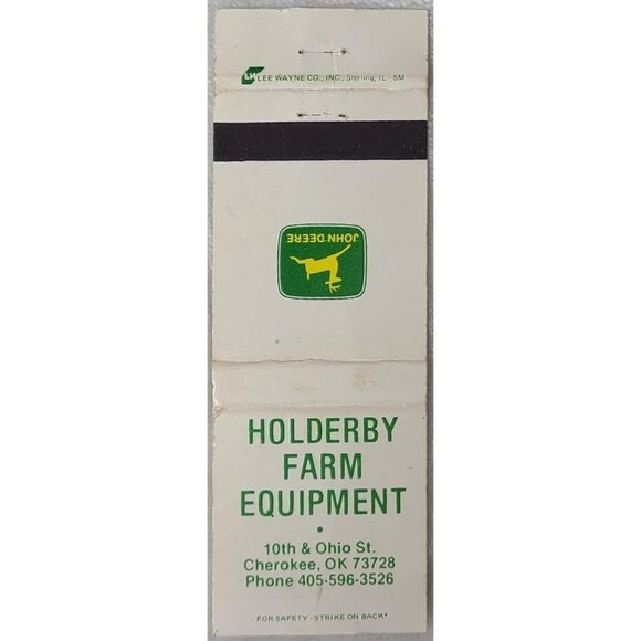Matchbook Cover Holderby Farm Equipment Cherokee OK Oklahoma John Deere - Picture 1 of 4